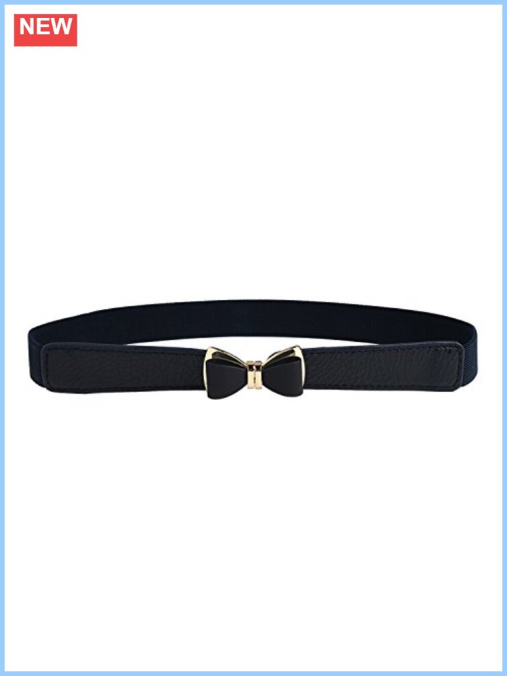 Faux Leather Elastic Waist Belt with Metal Bowknot Buckle